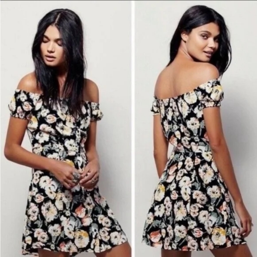 Free People Italian Breeze Floral Off-Shoulder Mini Dress